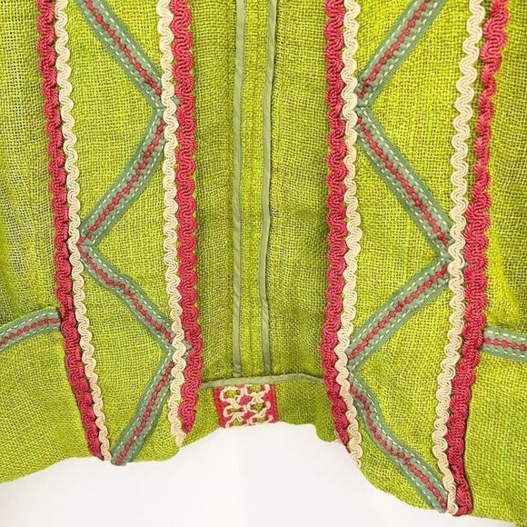 Ralph Lauren Green Linen Embroidered Tapestry Jacket Coat Artsy Lagenlook Artisa - Picture 3 of 8